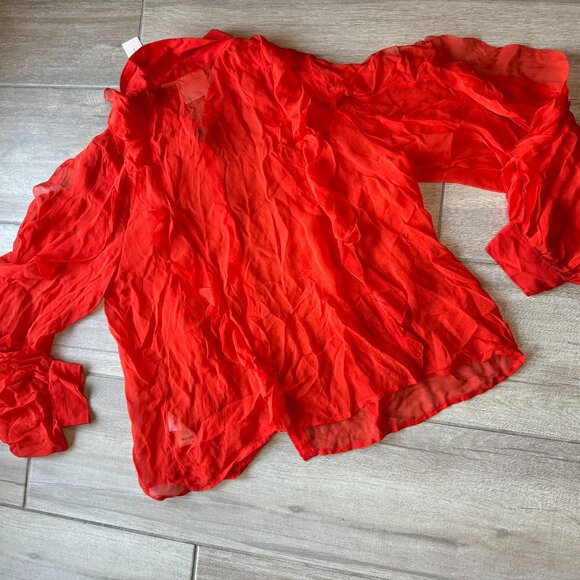 NWT Maeve by Anthropologie Orange Flowy Button Down Blouse - Women's XL - Picture 8 of 12